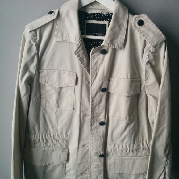 Banana Republic Twill Utility Military Jacket in Stone Gray color - Size Medium - Picture 4 of 4